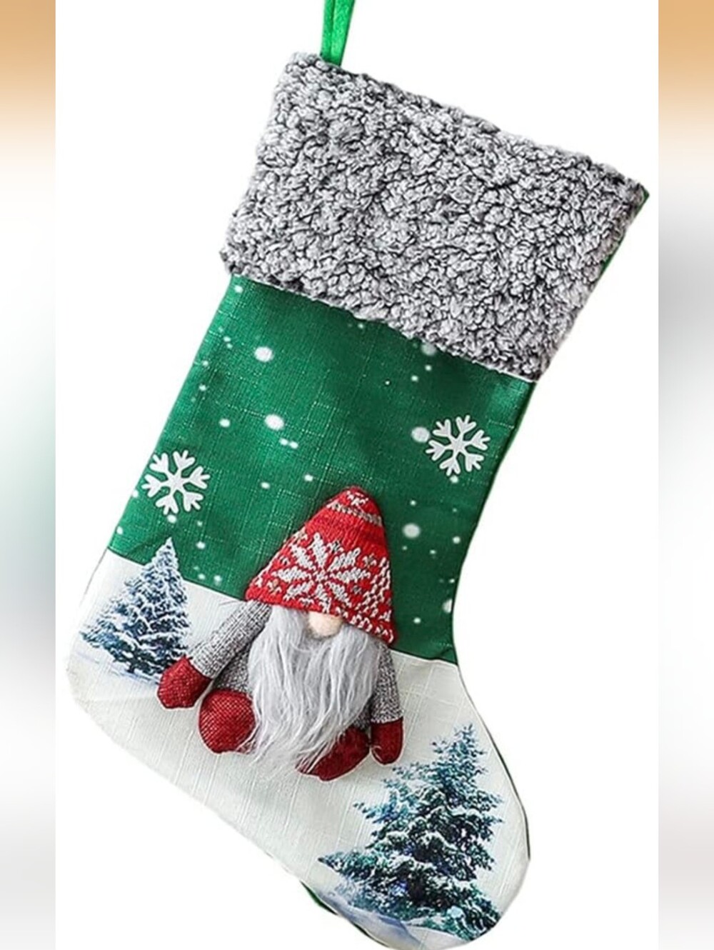 Christmas Stockings Big Xmas Stocking Decoration 18" 3D Plush Swedish Gnome